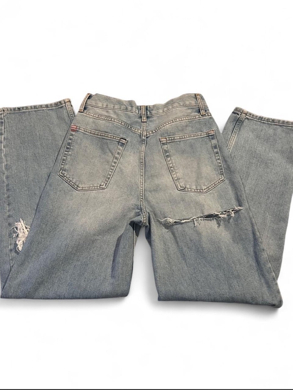 Urban Outfitters Light Blue Flare Jeans with Distressed Knee